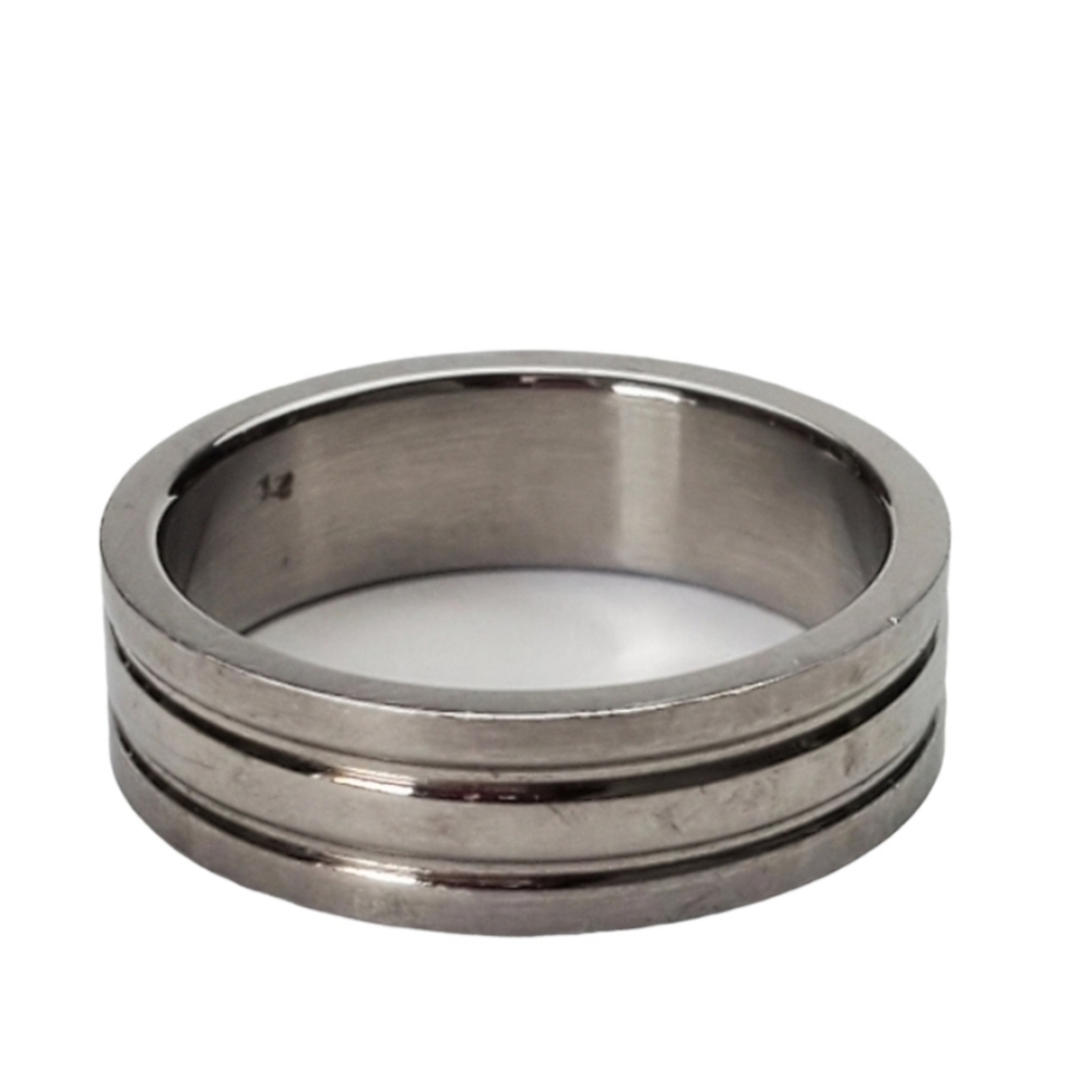 Silver Stainless Steel Wedding Band Ring Size 8 Modern *